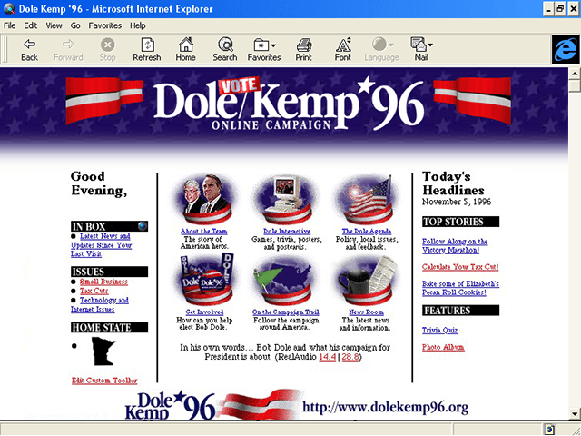 Bob Dole 1996 Websites