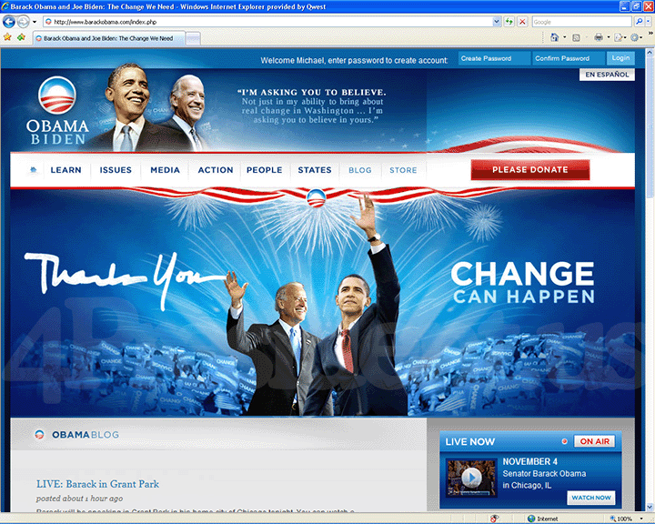Barack Obama 2008 Website