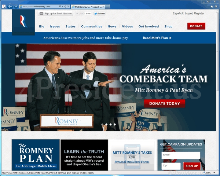 Mitt Romney 2012 Website